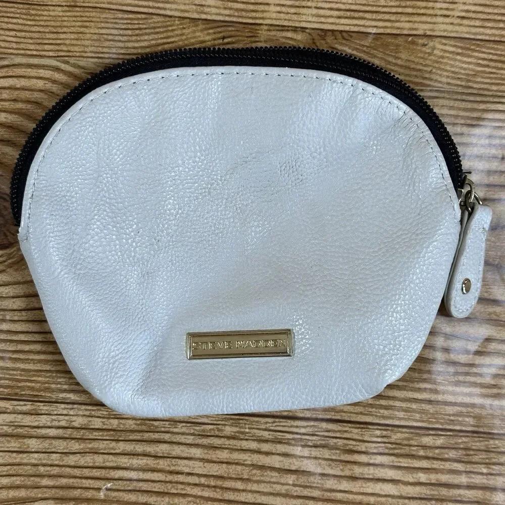 STEVE MADDEN Clutch Bag‎ Makeup pouch travel Small Organizer Purse White Zipper